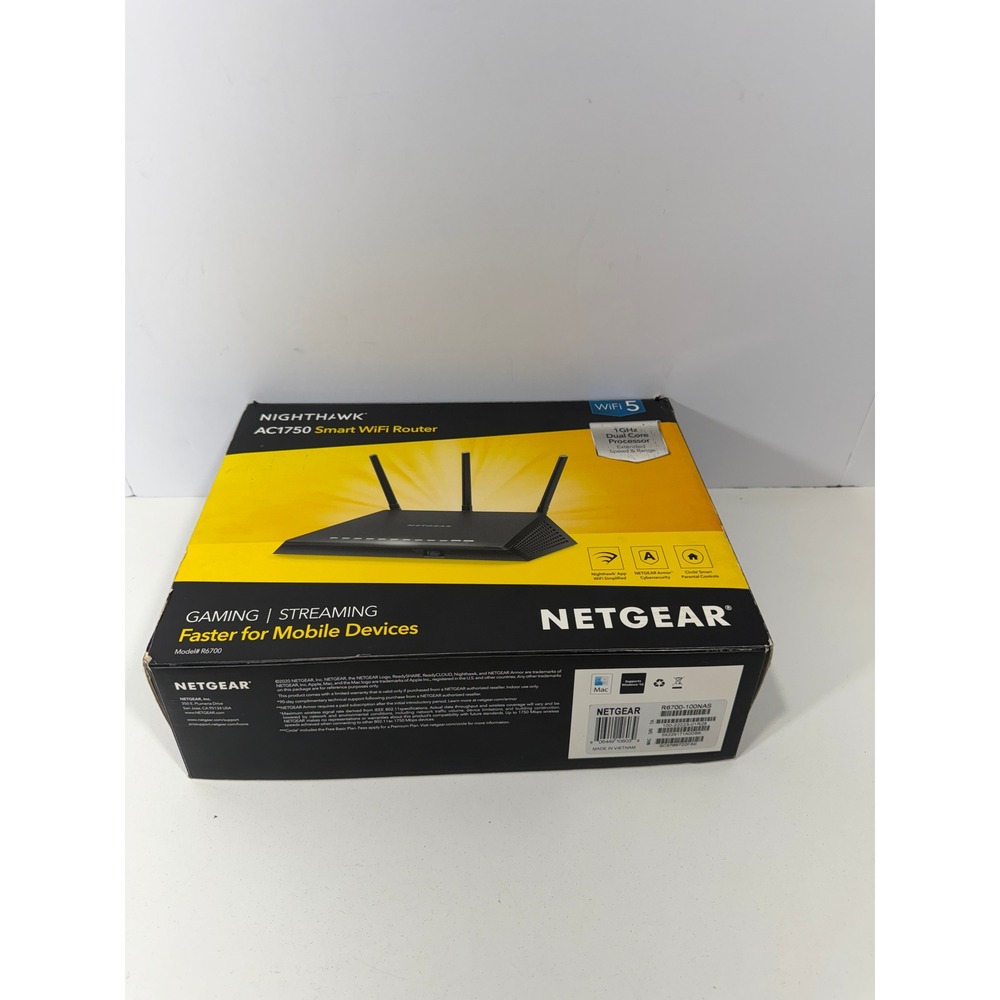 Netgear Nighthawk R6700 AC1750 Smart WiFi Router Dual Band Gigabit Gaming WiFi 5
